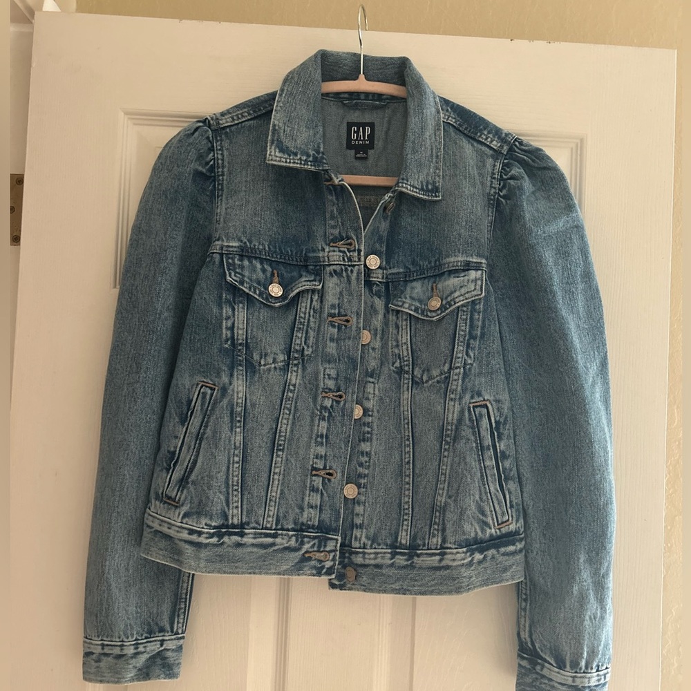 Gap denim puff sleeve jacket